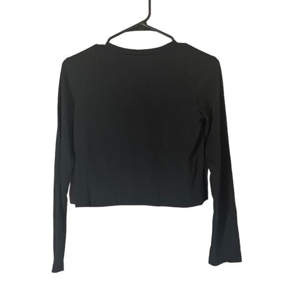 Wild Fable Black Long Sleeve Cotton Pullover Cropped Top Women Sz XS - Picture 2 of 6